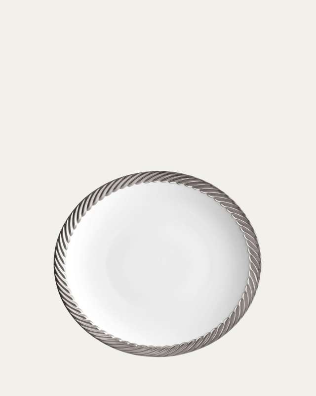 Corde Dinner Plate, White/Silver